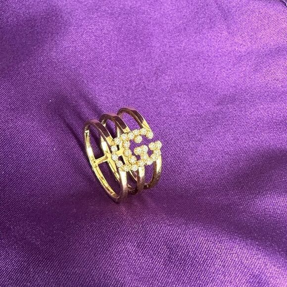 Gucci Running G Diamond 18k Yellow Gold Ring 6.5 - Picture 6 of 12